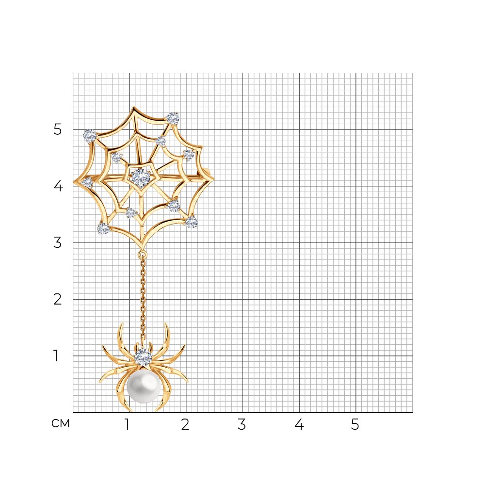 Брошь из красного золота с жемчугом SOKOLOV 794050
