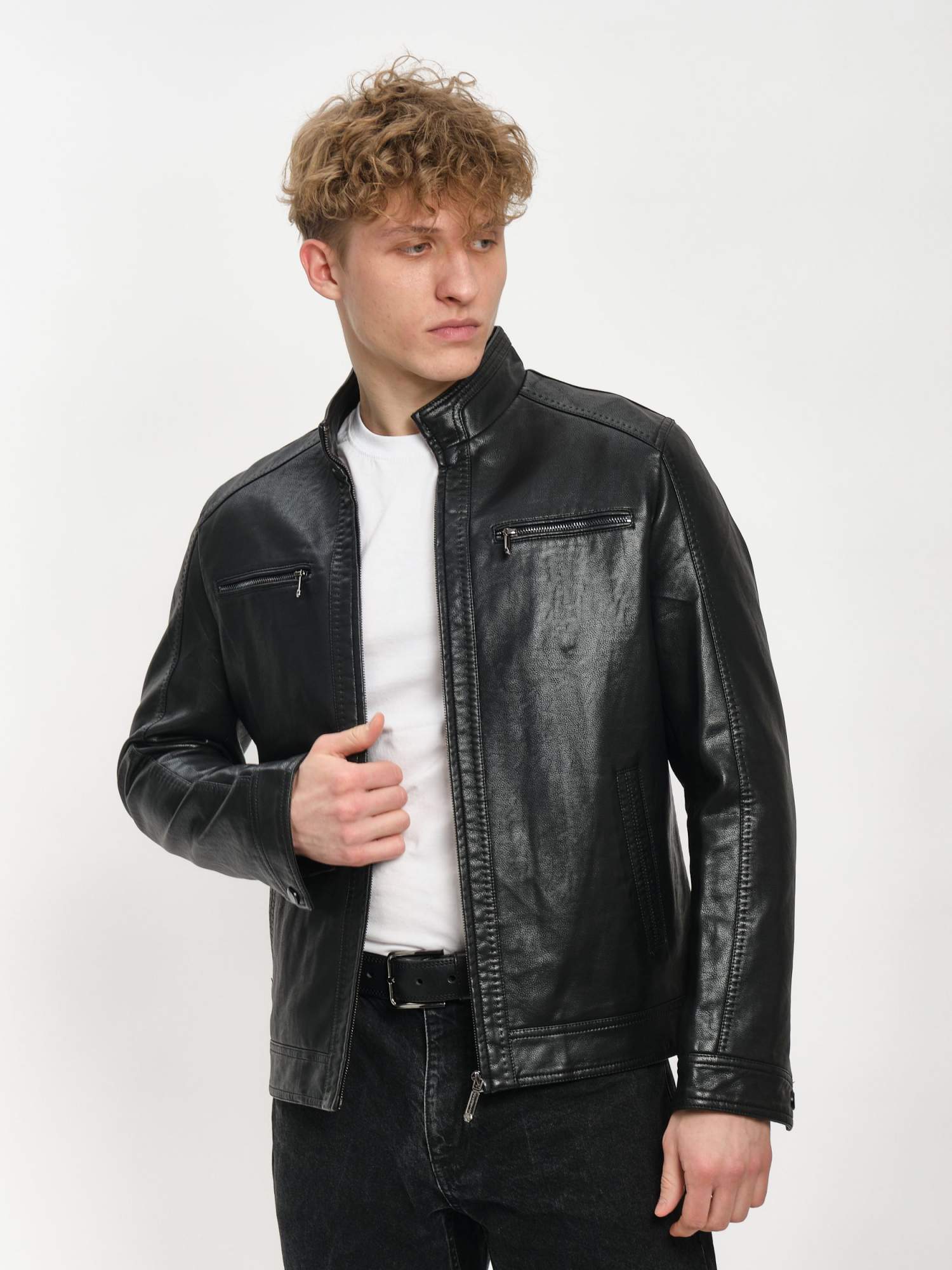 Кожаная куртка мужская NANSEN 938 черная 46 RU - купить в Москве, цены на Мегамаркет
