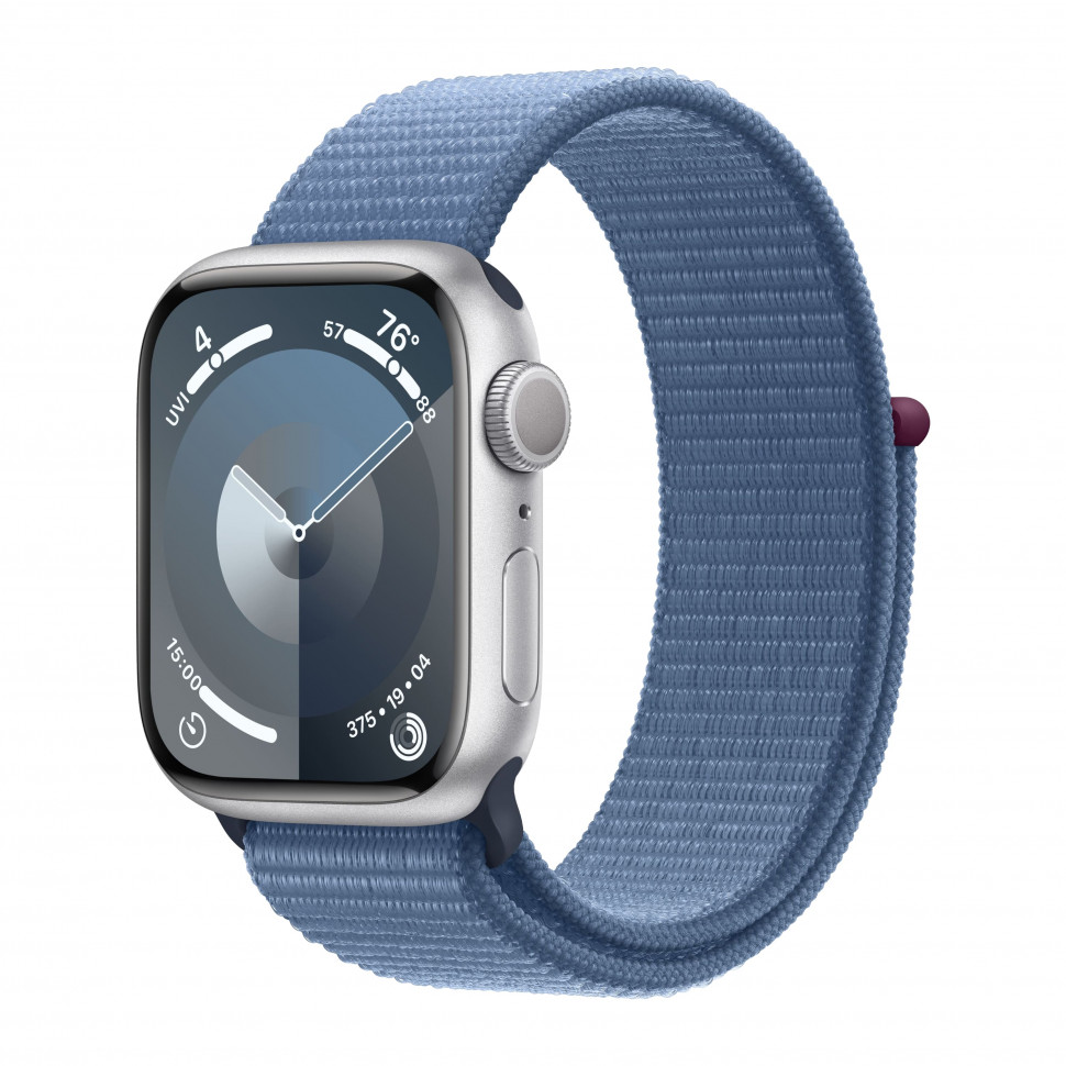 Умные часы Apple Watch Series 9 41 мм Aluminium Case GPS, Silver/Winter Blue Sport Loop, купить в Москве, цены в интернет-магазинах на Мегамаркет