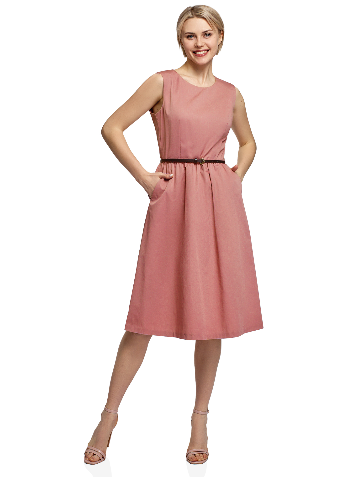 Платье женское oodji 12C13008-1 розовое 38/170 - купить в oodji, цена на Мегамаркет