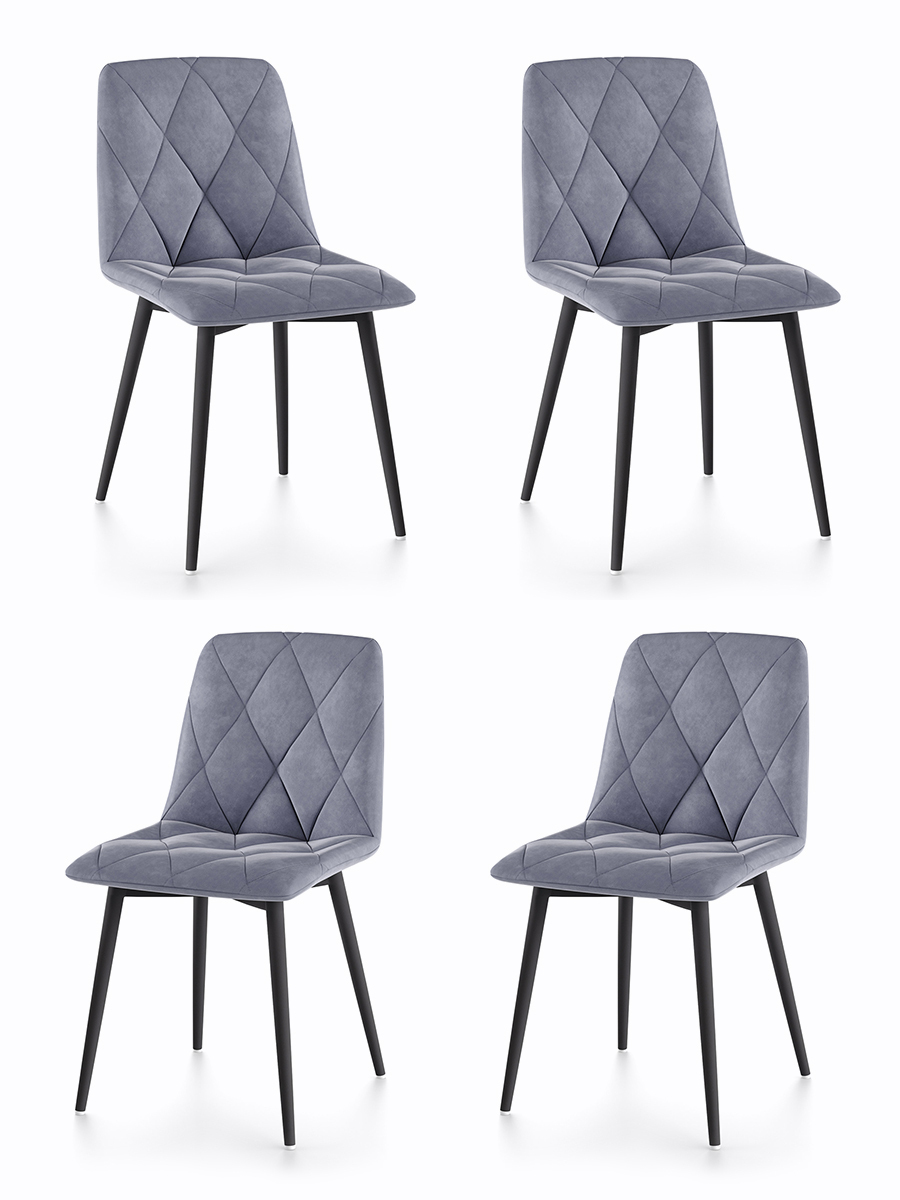Комплект стульев для кухни DecoLine Ричи 4шт., черный/серый - купить в Столы и стулья, цена на Мегамаркет