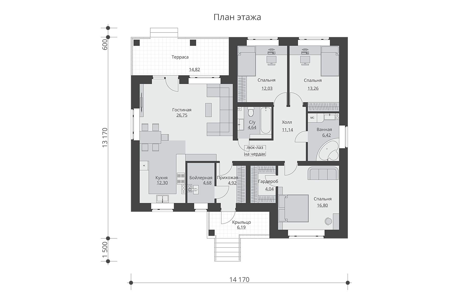 Ruplans ru проекты одноэтажных домов с тремя спальнями