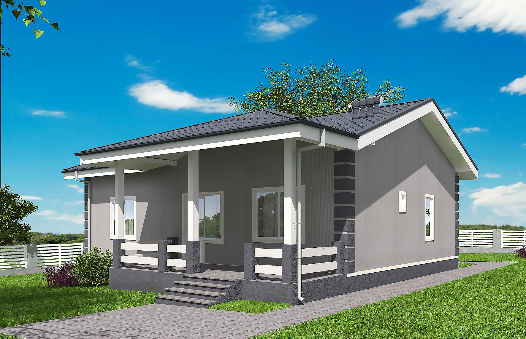 проект дома с уютной террасой Дом, Поэтажные планы домов, Одноэтажные дома