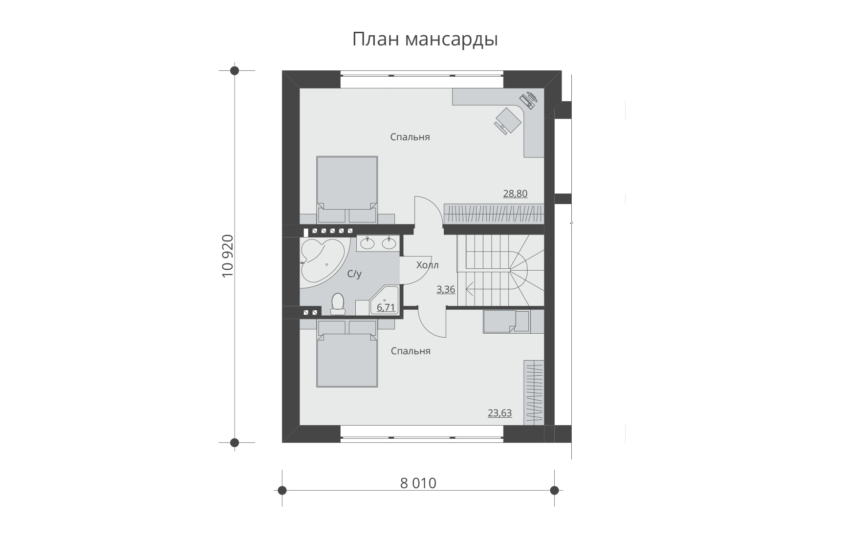 Проект одноэтажного дома RuPlans с подвалом и мансардой (253 м2, 13м x13м)  Rg5318 купить в интернет-магазине, цены на Мегамаркет