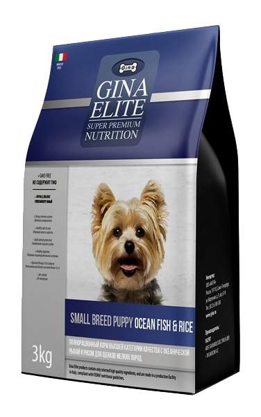 Сухой корм для собак Gina Gina Elite Small Breed Puppy, рыба, рис, 3кг