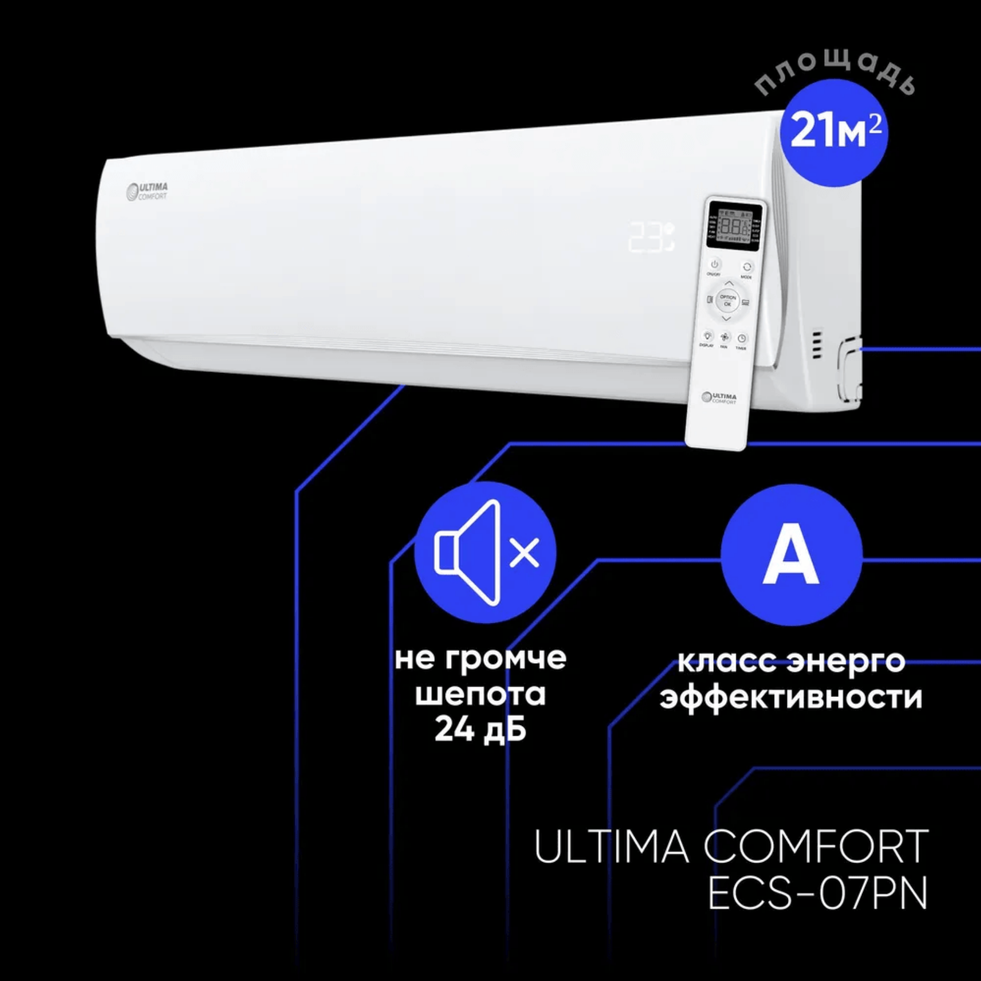 Сплит-система Ultima Comfort ECS-07PN - купить в www.cenam.net, цена на Мегамаркет