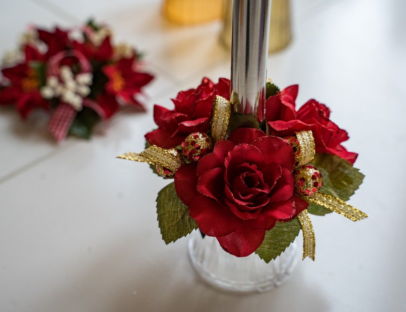 Мини-венок для свечи и декорирования РОЗЫ РОСКОШИ, красный, 10 см, Swerox