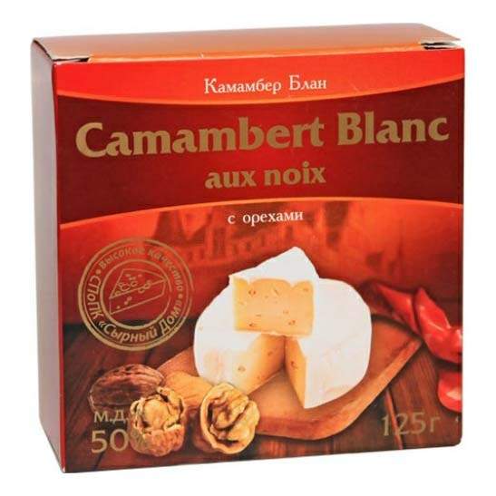Сыр мягкий Сырный дом Камамбер Блан с орехами 50% 125 г