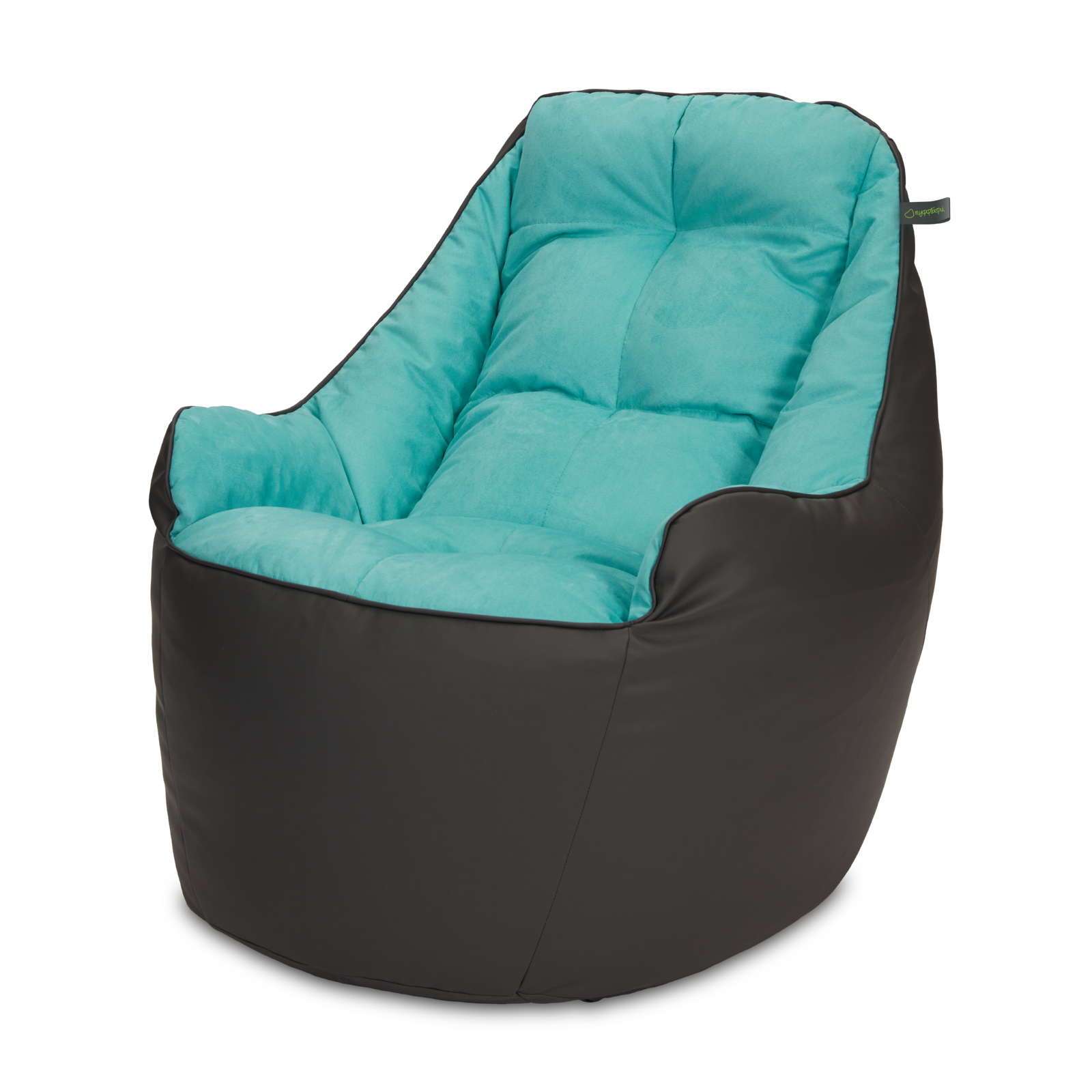 Бескаркасное кресло «Босс», эко-кожа и замша, Графит и голубой