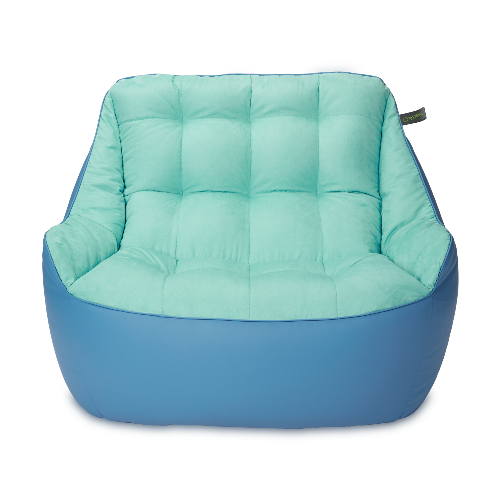 Кресло мешок «Диван Босс», эко-кожа и замша, Синий и голубой