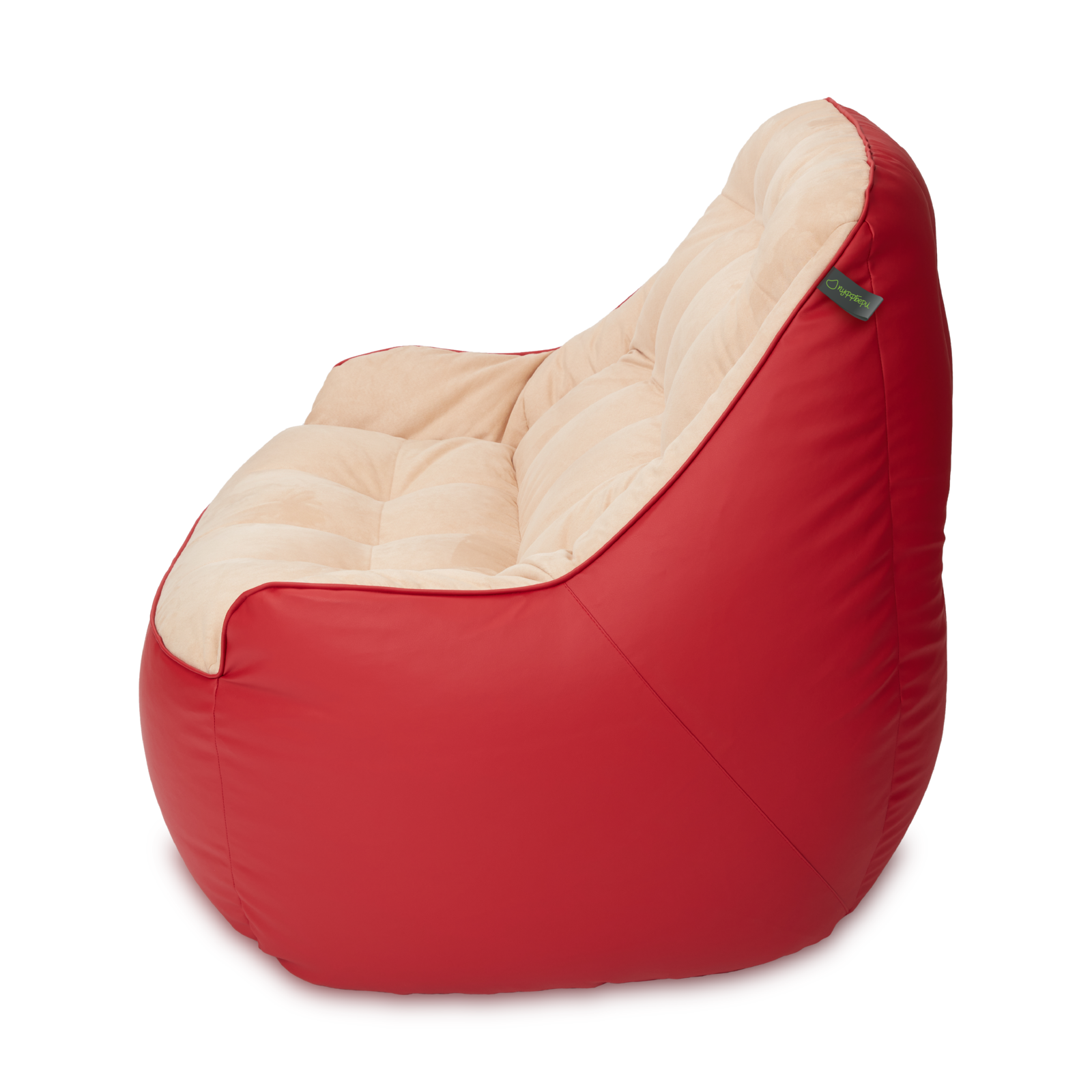 Кресло мешок «Диван Босс», эко-кожа и замша, Красный и бежевый