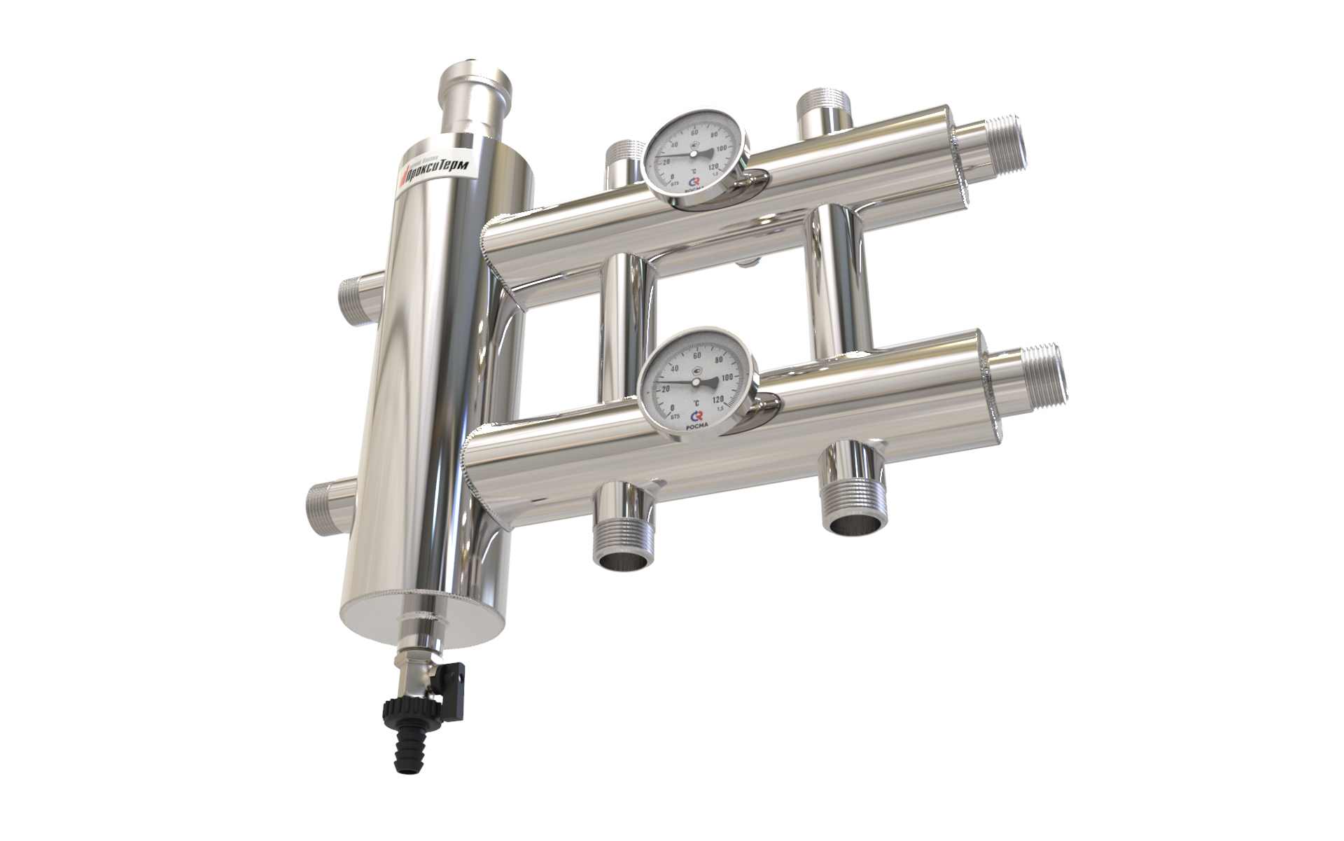 распределительный коллектор с гидрострелкой gsk 25-3. прокситерм гидрострелка с коллектором. прокситерм гидрострелка с коллектором. 1. 1 60 квт, 3+1 контура.