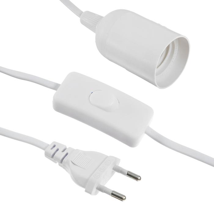 Патрон подвесной с выключателем, Е27, провод 2 м, белый купить в ...