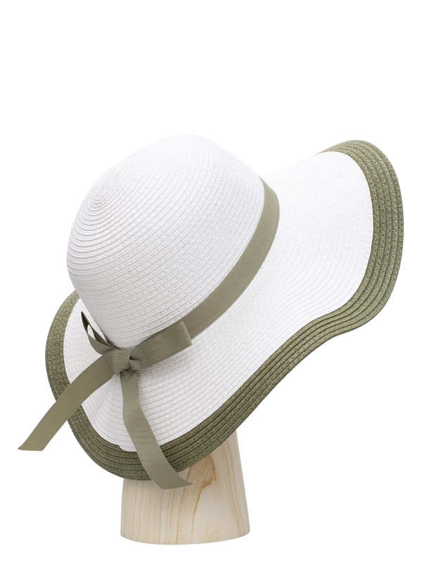 Шляпа женская Labbra Like LL-Y11007 белая/пыльно-зеленая р.56-57