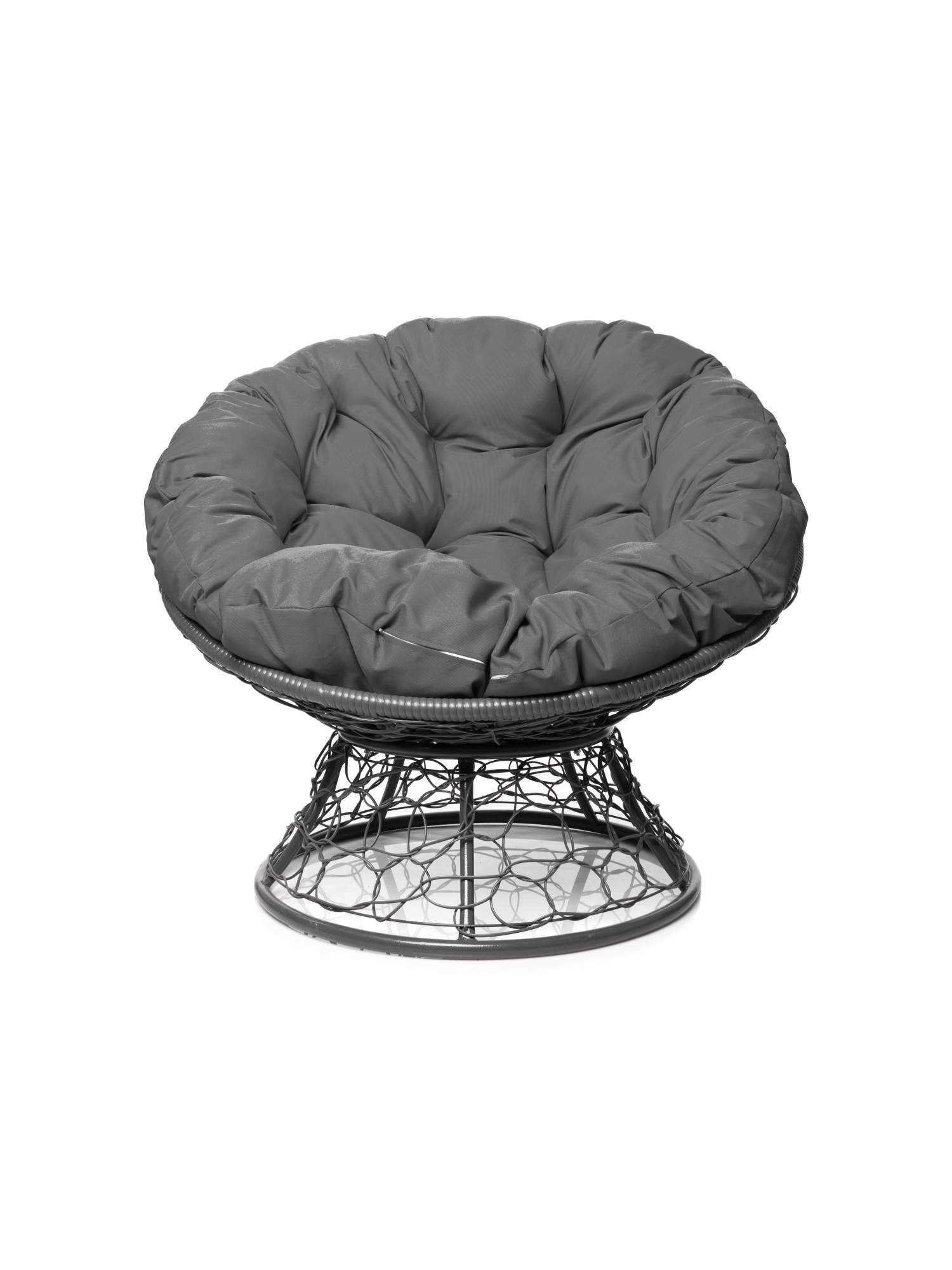 Кресло Папасан с ротангом серое, серая подушка 23073557 - купить в Москве, цены на Мегамаркет