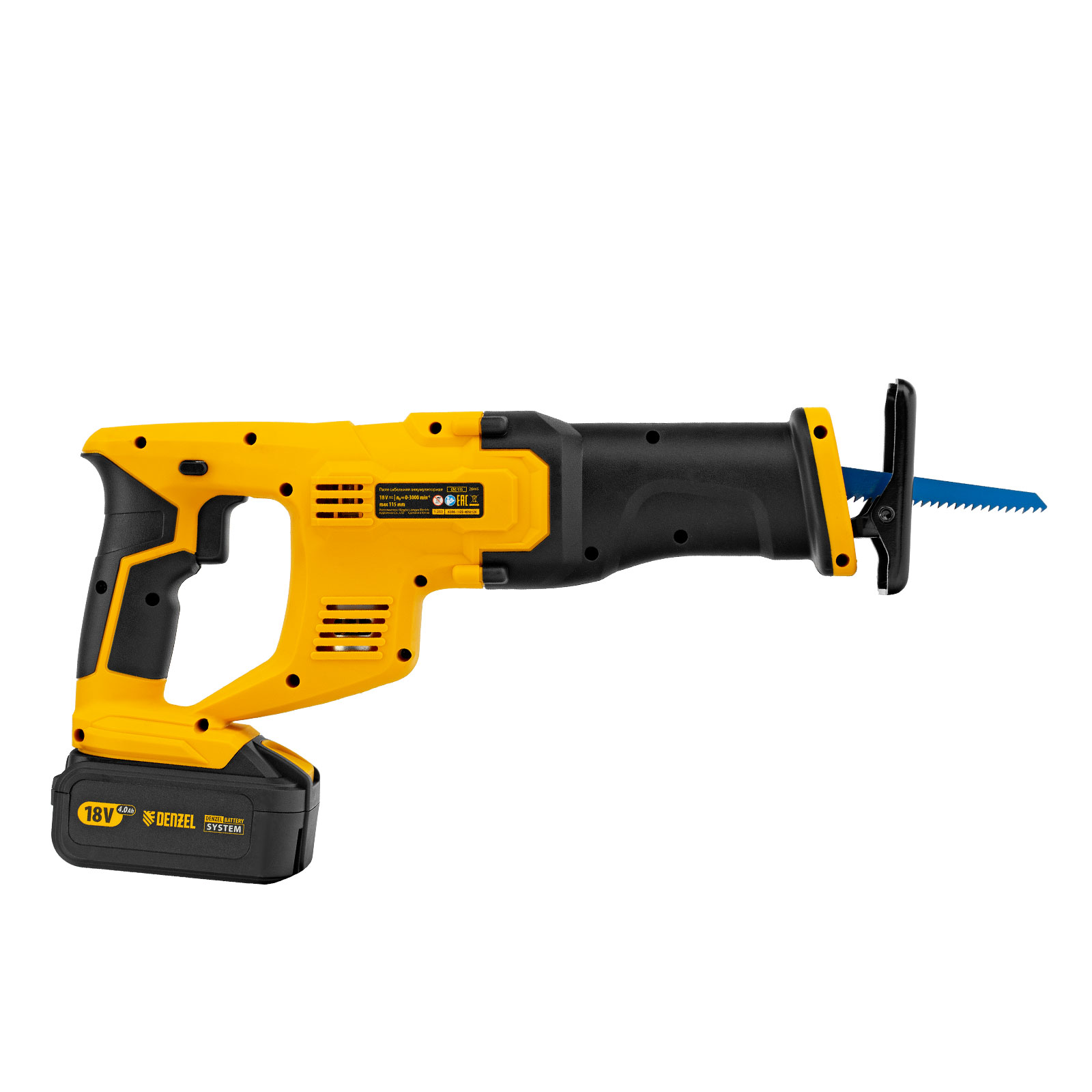 Пила сабельная аккумуляторная DENZEL CRC-115 18В Li-Ion 28465 - купить ...