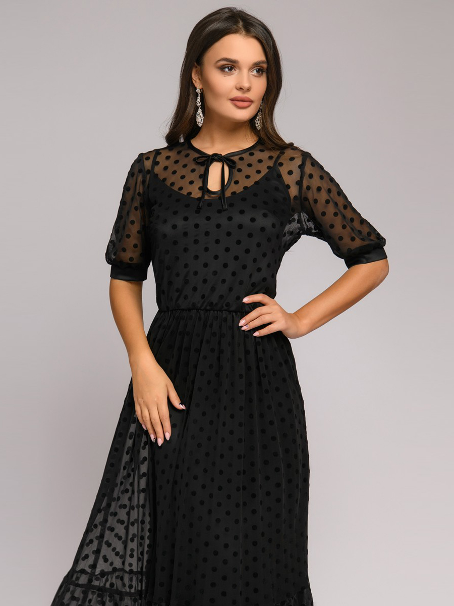 Платье женское 1001dress DM01734 черное 44 RU