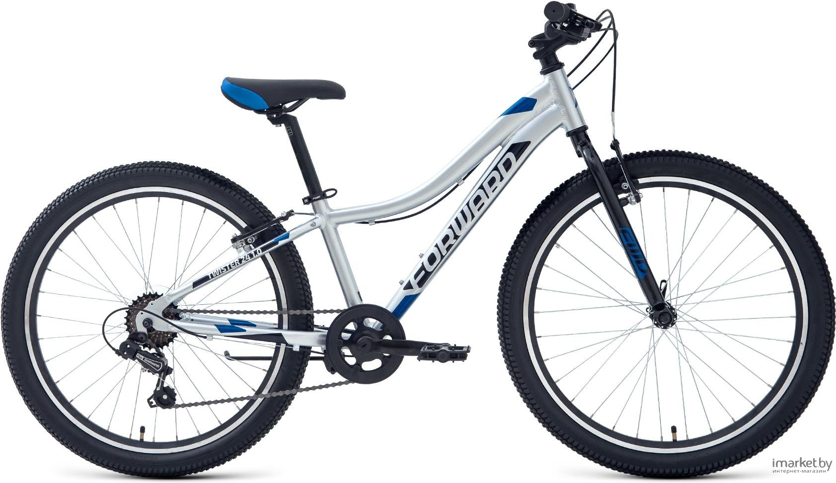 Велосипед Forward Twister 24 1.0 2022 12" серебристый/синий