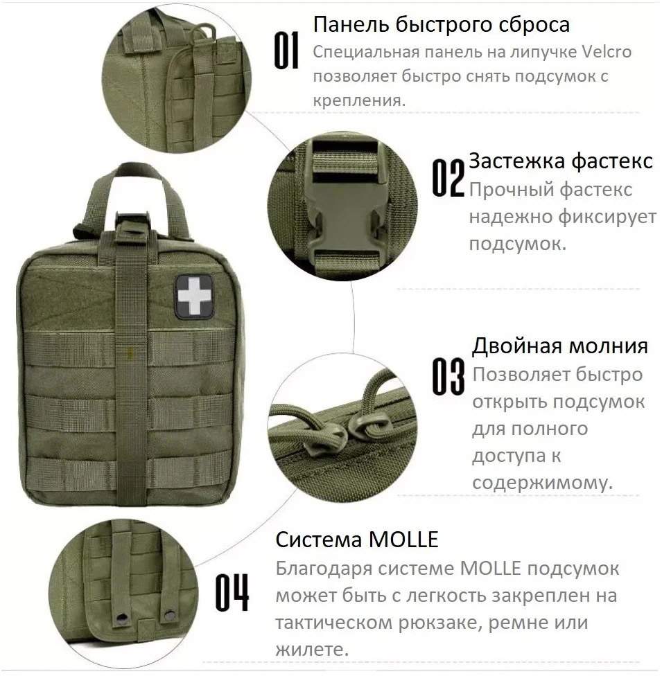 Аптечка-сумка Molle тактическая 21х15х11 см - купить в интернет-магазинах,  цены на Мегамаркет | аптечки apt835t