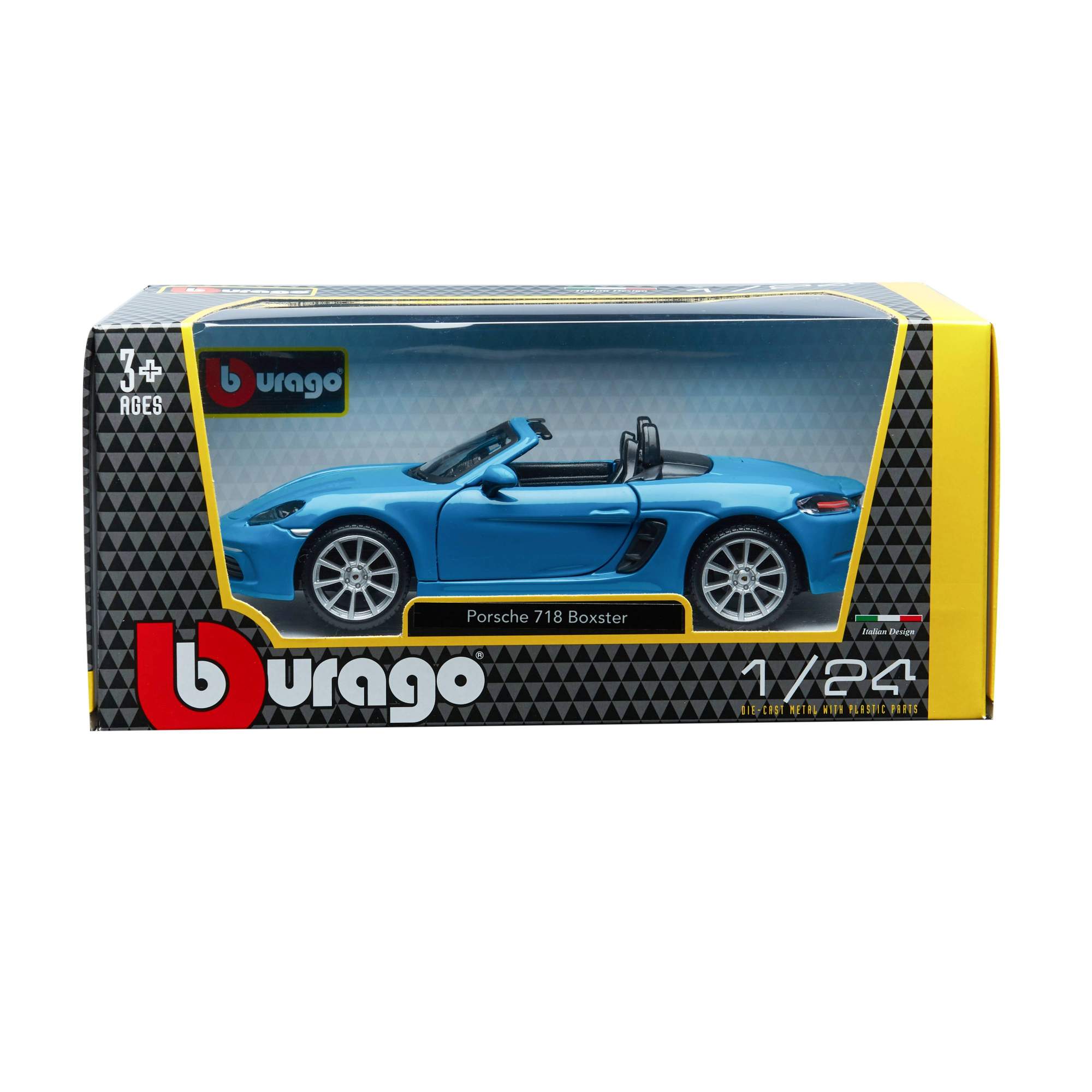 Купить bburago Машинка металлическая Porsche 718 Boxster, 1:24, синий  18-21087, цены на Мегамаркет