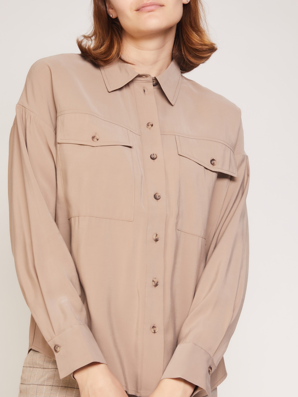 Рубашка женская Zolla 02133117Y113 бежевая XL