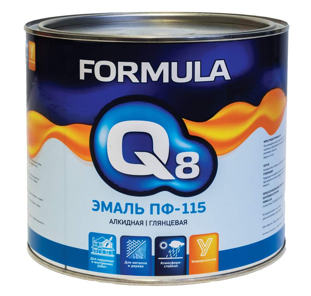Эмаль ПФ-115 алкидная Formula Q8, глянцевая, 1,9 кг, салатная