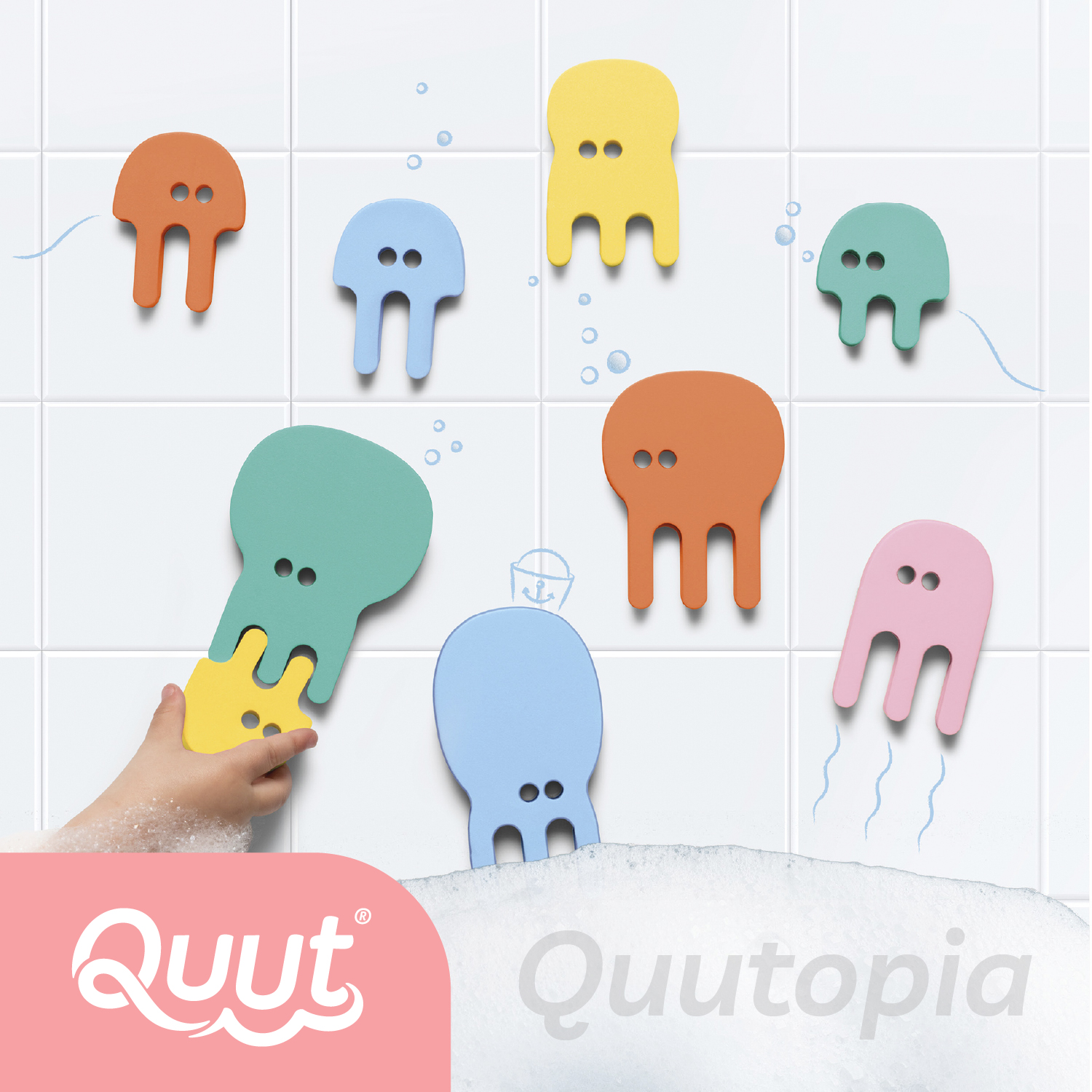 Купить мягкий 2D пазл Quut для игры в ванне Quutopia, Медузы (Jellyfish),  цены на Мегамаркет