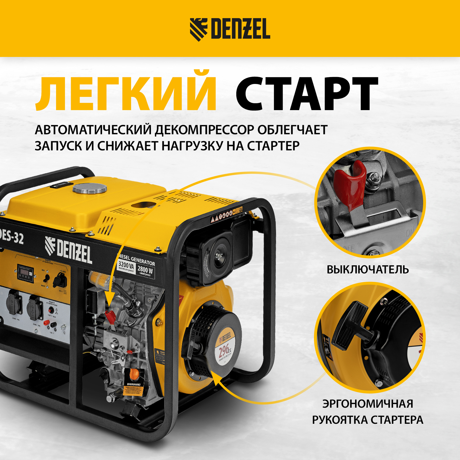 Генератор Акса. Тельфер Denzel TF-1200.