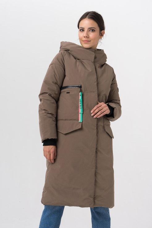 Пальто женское Ennergiia En_W61452 коричневое 46 RU