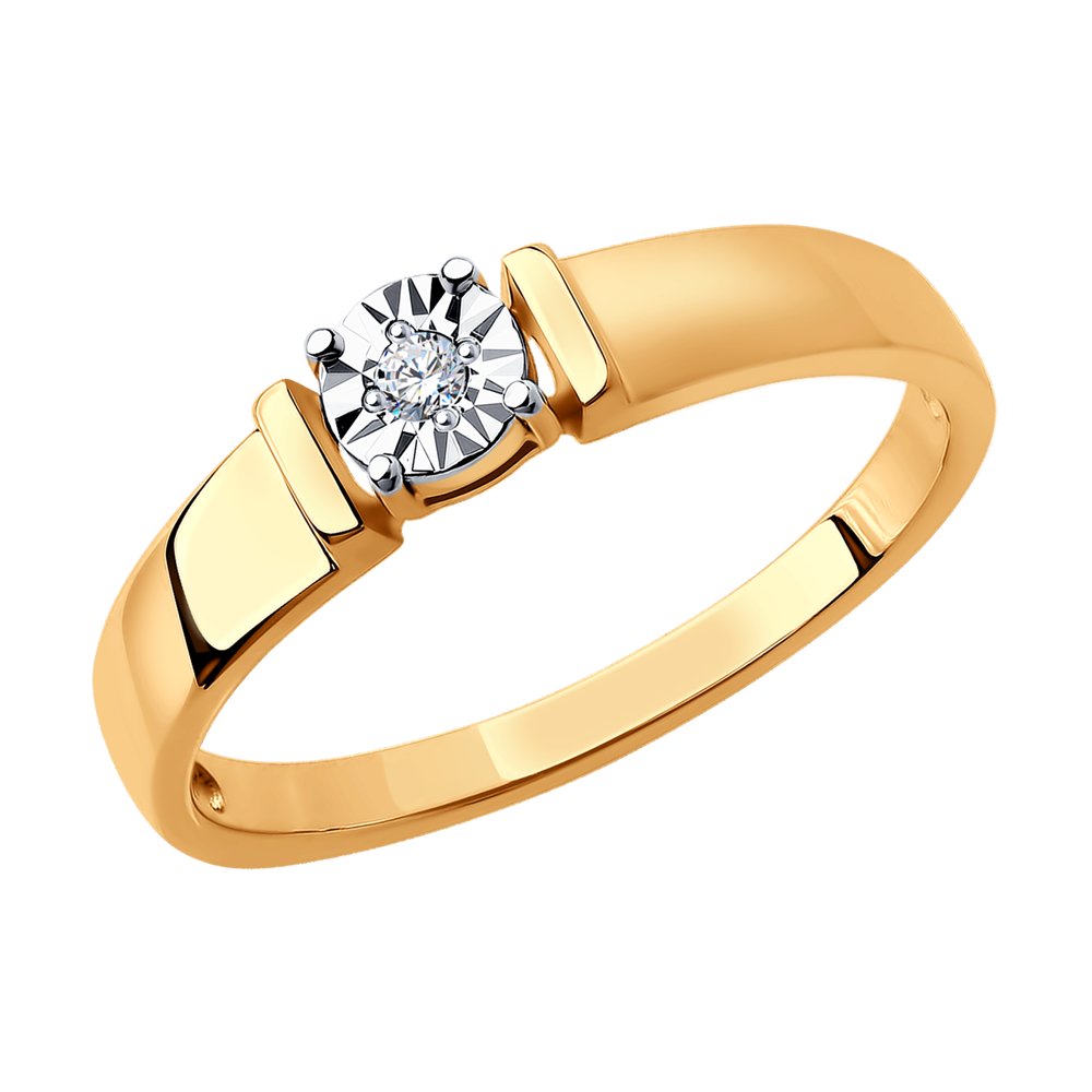 Кольцо помолвочное из комбинированного золота р. 17,5 SOKOLOV Diamonds 1011791, бриллиант - купить в SOKOLOV, цена на Мегамаркет