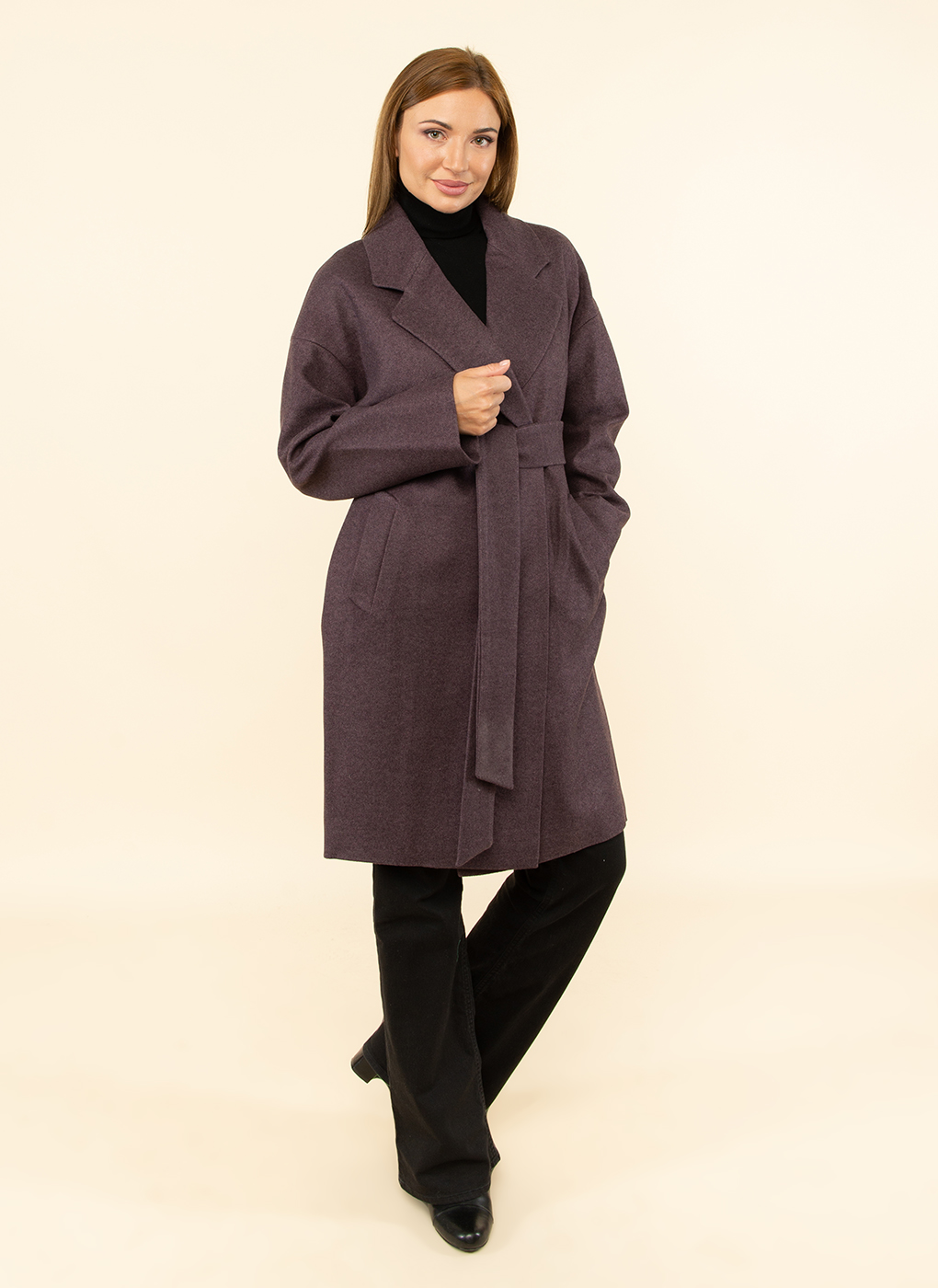 Пальто женское Каляев 52545 коричневое 48 RU