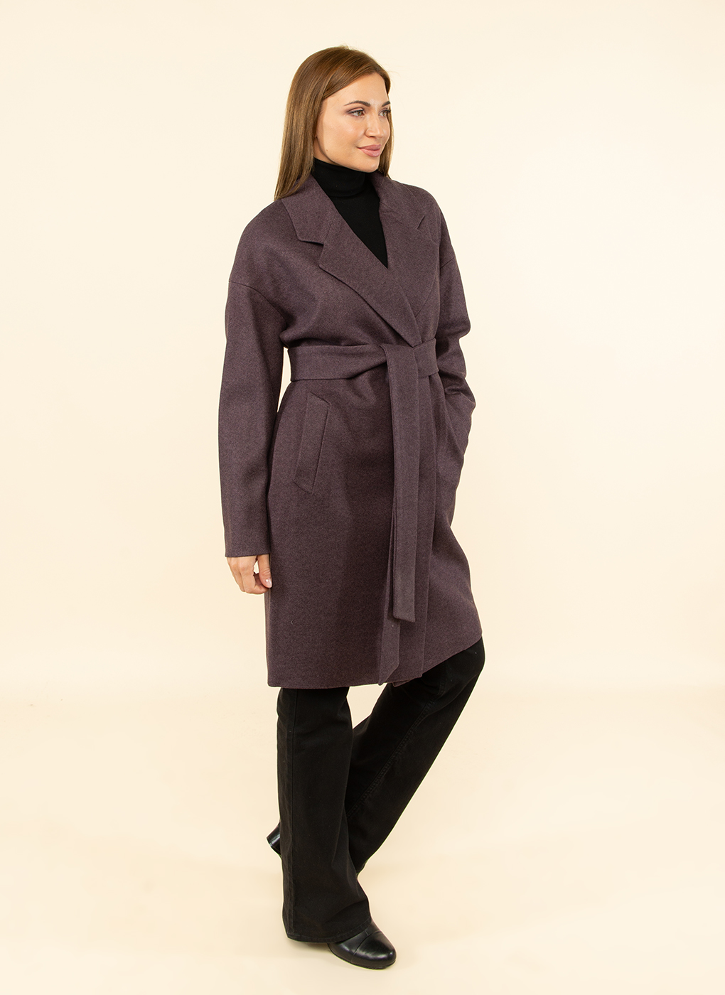 Пальто женское Каляев 52545 коричневое 48 RU