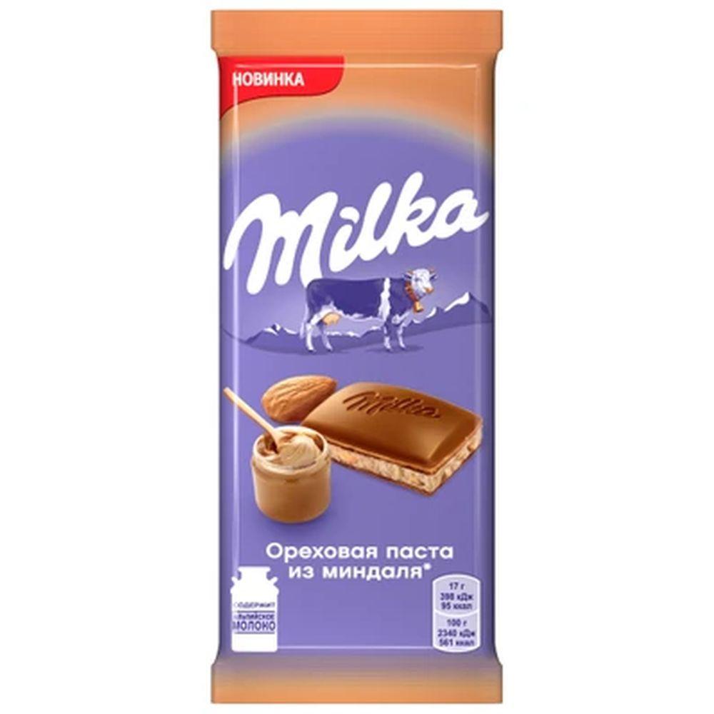 Молочный шоколад MILKA, Ореховая паста, Миндаль, Флоу-пак, 5шт.*85гр.