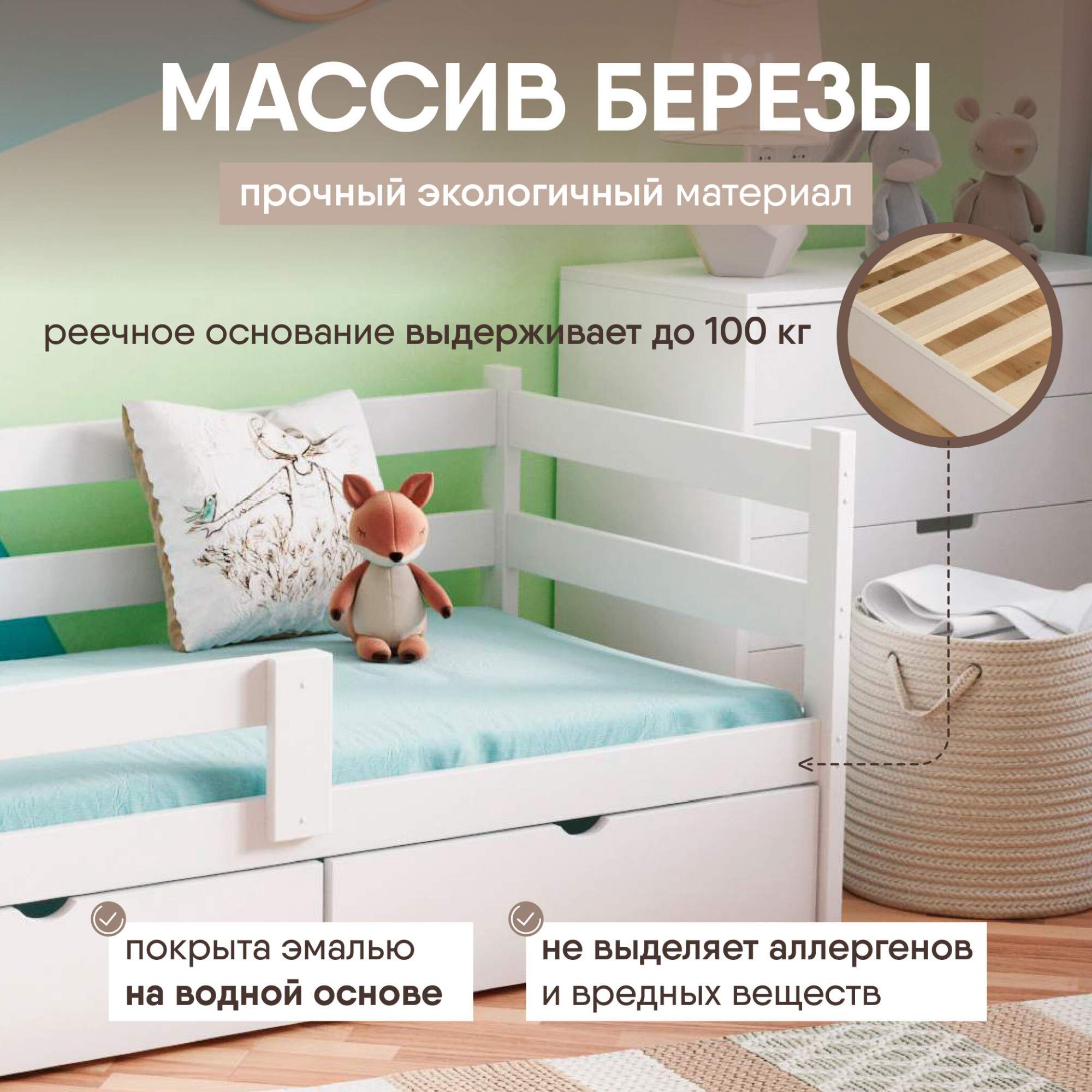 Кровать детская софа SleepAngel Stanley Standart с бортиками от 3 лет  180х90 см, белая – купить в Москве, цены в интернет-магазинах на Мегамаркет