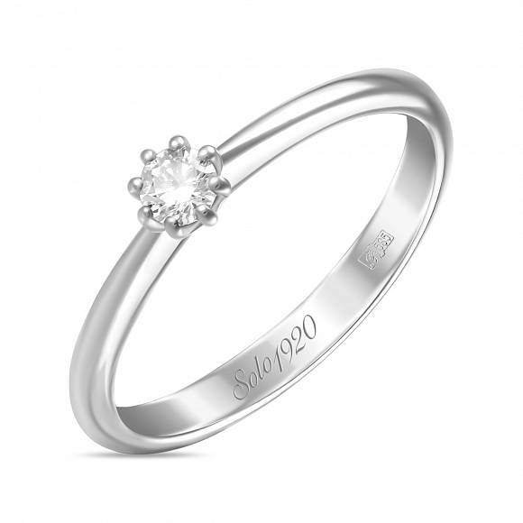 Кольцо из белого золота с бриллиантом р.16 MIUZ Diamonds R01-SOL116-010-G2