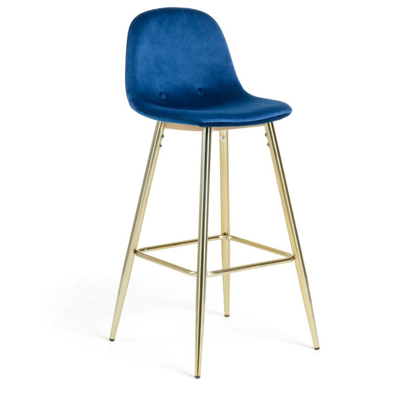 Барный стул La Forma Nilson 67121, натуральный/хром/темно-синий