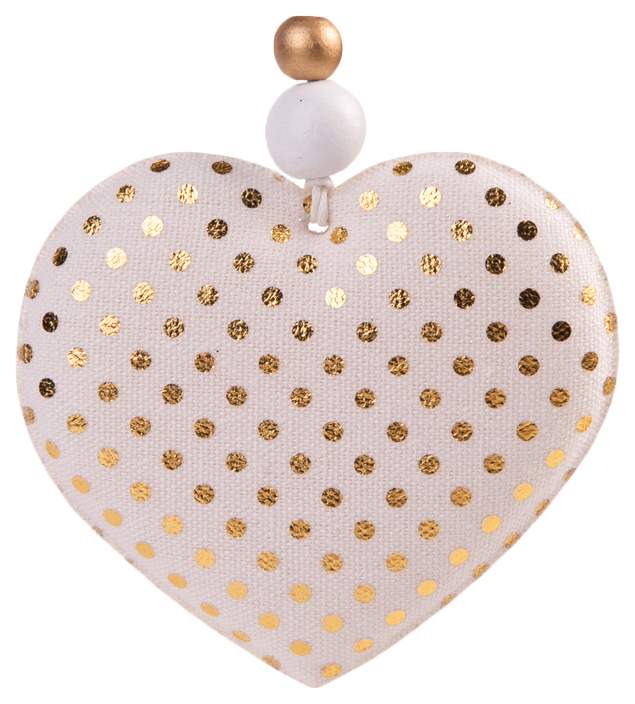 Елочная игрушка Феникс Present Сердце с золотыми кружочками 80204 8,5 см 1 шт.