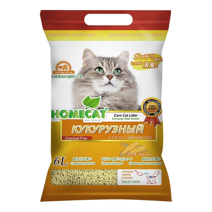 Комкующийся наполнитель HOMECAT Эколайн кукурузный, 2.8 кг, 6 л