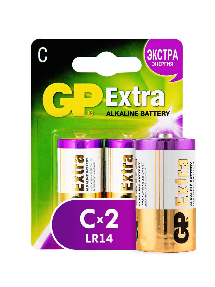 Батарейка GP Batteries Extra 14AX 2 шт, купить в Москве, цены в интернет-магазинах на Мегамаркет