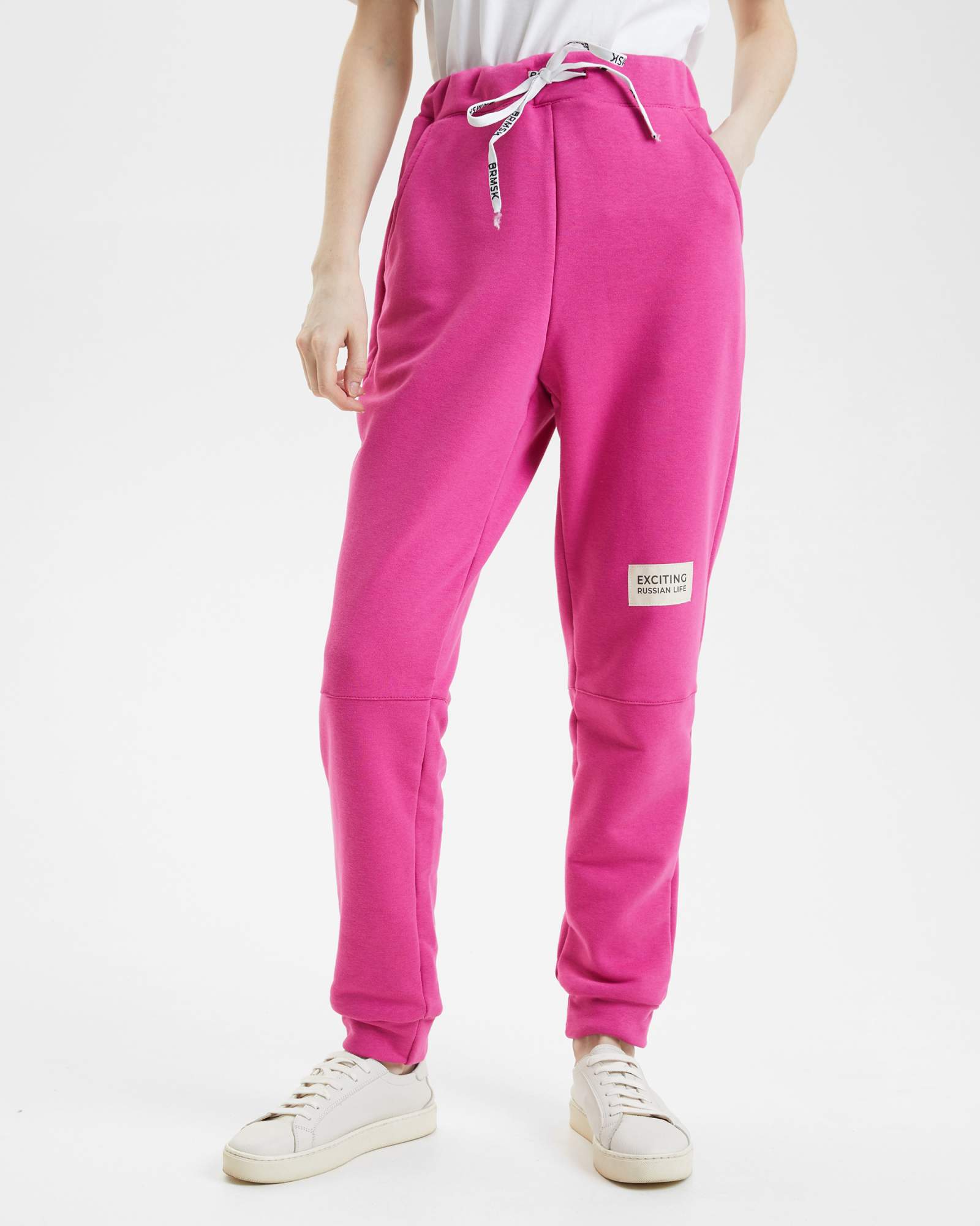 Спортивные брюки женские BARMARISKA с шевроном розовые 56-58 RU