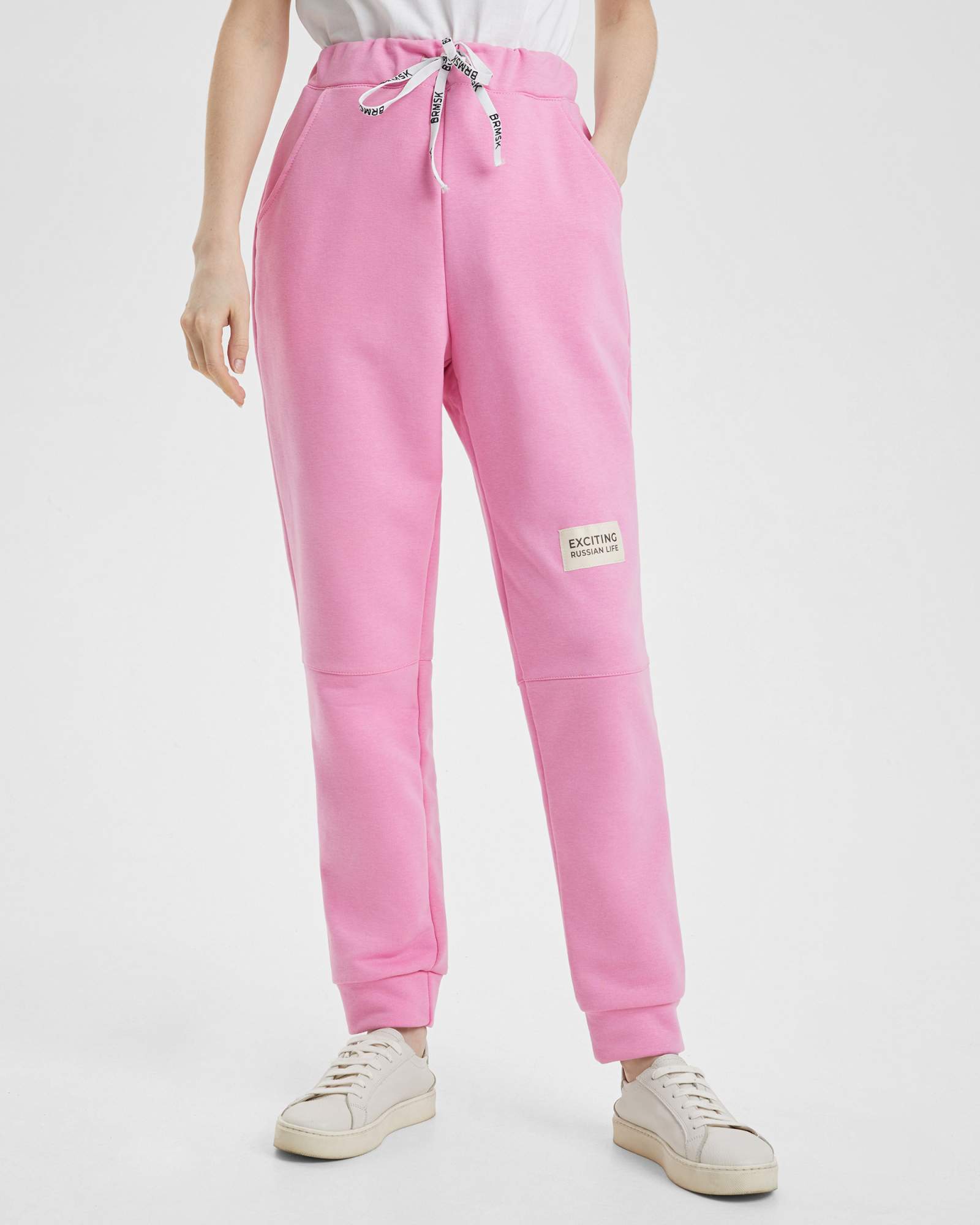 Спортивные брюки женские BARMARISKA с шевроном розовые 56-58 RU