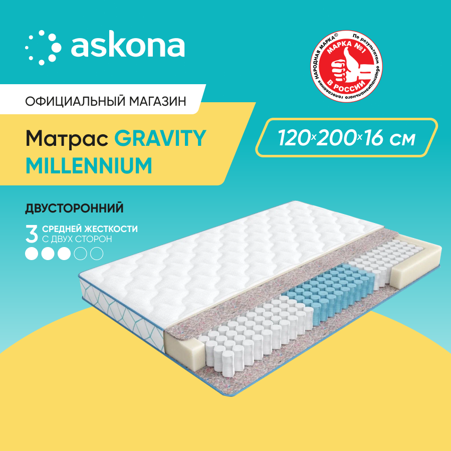 Матрас Askona Gravity Millennium 120x200 - купить в ASKONA exclusive, цена на Мегамаркет