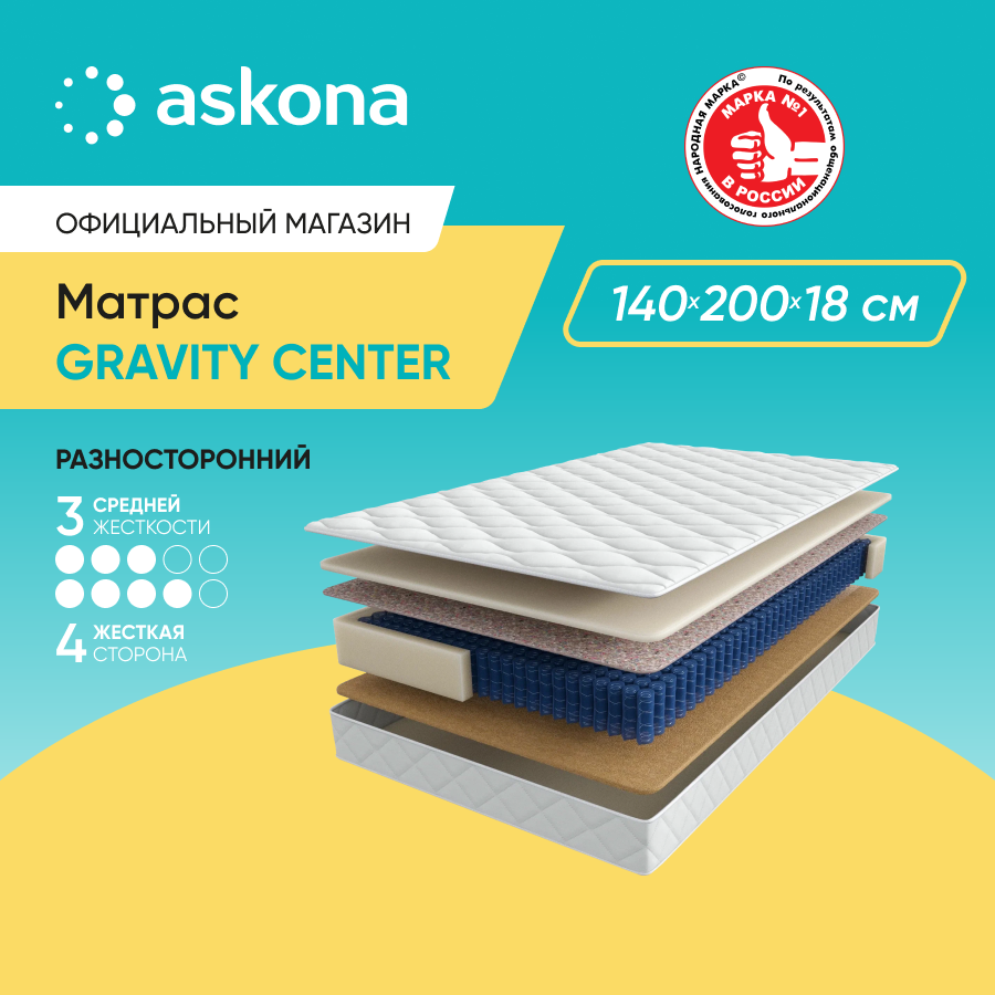 Матрас Askona Gravity Сenter 140x200 - купить в ASKONA exclusive, цена на Мегамаркет
