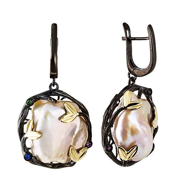 Серьги женские из серебра Balex Jewellery 2432930169, жемчуг/изумруд