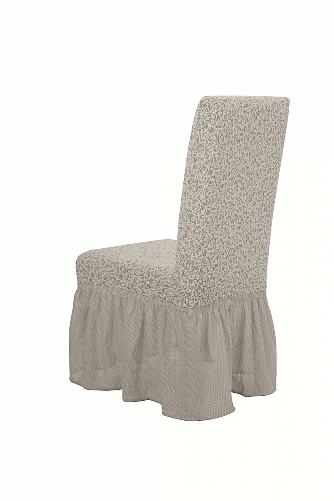 Чехол на стул с оборкой Venera "Жаккард", цвет слоновая кость, 1 предмет