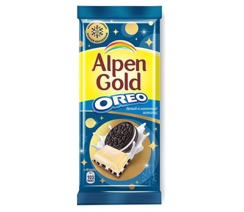 Шоколад Alpen Gold Oreo белый молочный 95 г