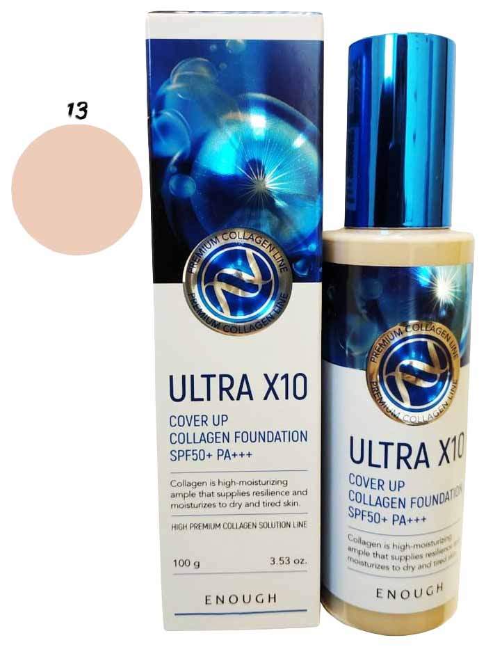 Тональный крем ENOUGH ULTRA X10 Cover Up Collagen ЕНФ 31 SPF 50 №13 Светлый бежевый 100 г