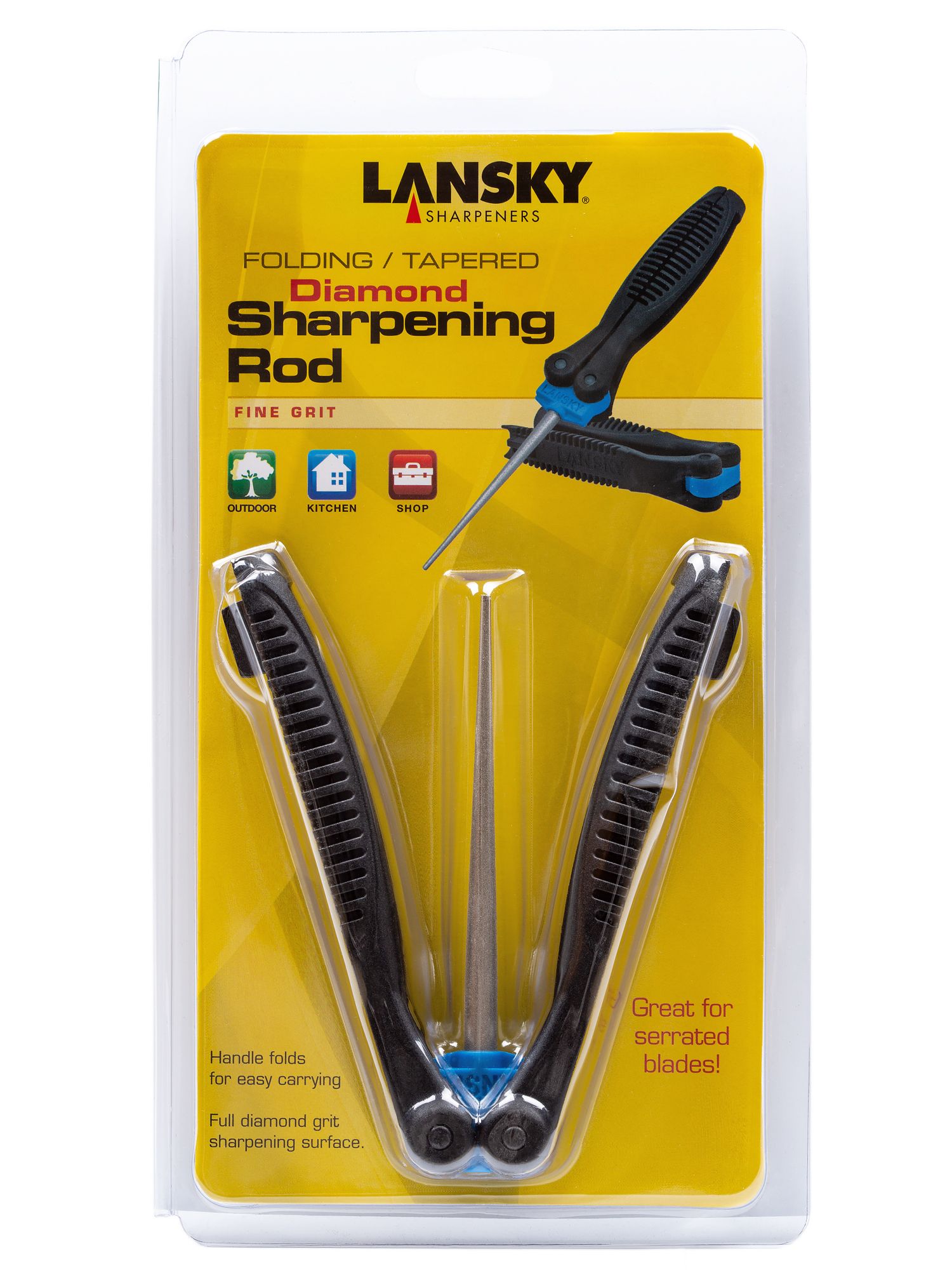 Lansky Sharpeners: TR-600 Folding Tapered Diamond Sharpening Rod - Fine  Grit (For Serrated Blades)