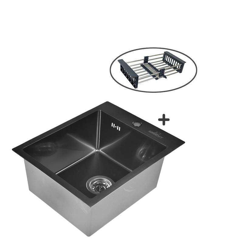 Мойка для кухни WISENT 4050B с PVD покрытием, 40х50 см, коландер W302644B Графит купить в интернет-магазине, цены на Мегамаркет
