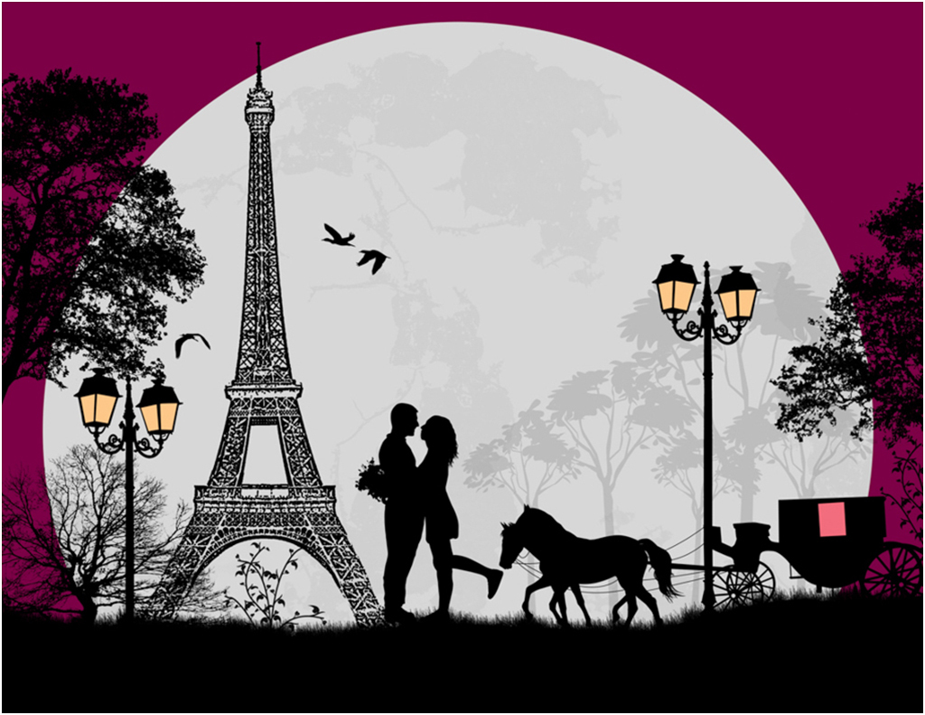 Картина на холсте с подрамником ХитАрт "Любовь в Париже" 100x78 см